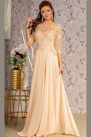 GLS by Gloria GL3446 - Sequin Embroidery Formal Dress
