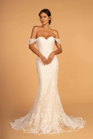 GLS by Gloria GL2591 Lace Off-Shoulder Mermaid Gown