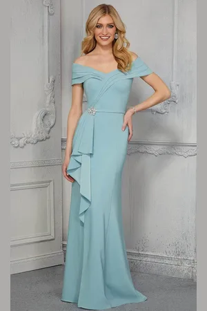MGNY By Mori Lee 72417 Cap Sleeve Ruffle Waist Evening Dress