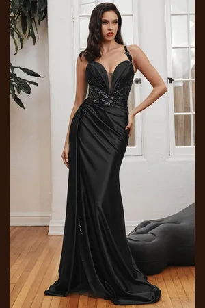 Cinderella Divine CDS417 - Pleated Plunging Sweetheart Prom Dress