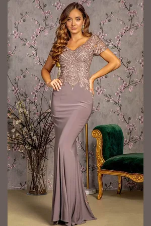 GLS by Gloria GL3361 - V-Neck Sheath Formal Dress