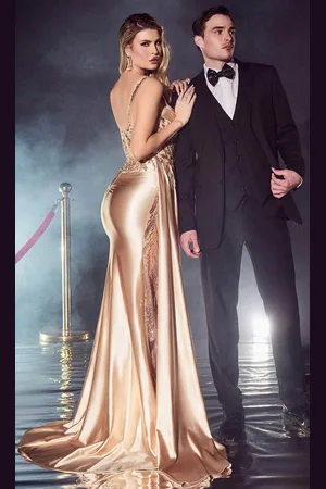 Cinderella Divine CDS417 - Pleated Plunging Sweetheart Prom Dress