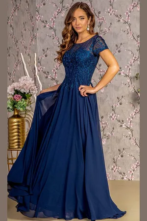 GLS by Gloria GL3362 - Embroidery Bateau Formal Dress