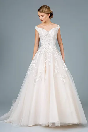 GLS by Gloria GL1800 Embroidered Off-Shoulder A-line Gown