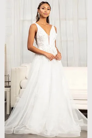 GLS by Gloria GL3012 - Sleeveless Deep V-neckline Evening Gown