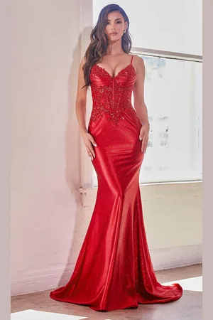 Ladivine CDS450 - Beaded Lace Appliqued Prom Gown