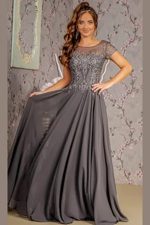 GLS by Gloria GL3362 - Embroidery Bateau Formal Dress
