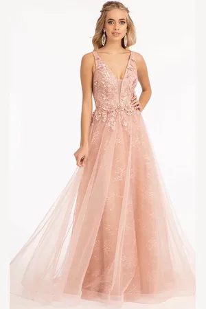 GLS by Gloria GL3012 - Sleeveless Deep V-neckline Evening Gown