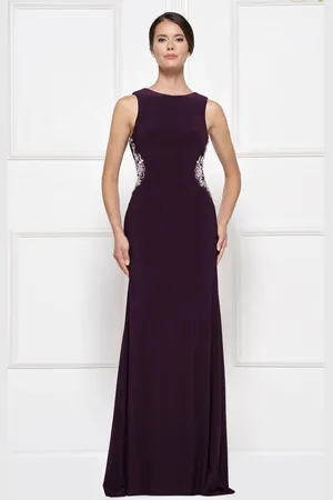 Rina Di Montella RD2029 Bejeweled Bateau Jersey Sheath Dress