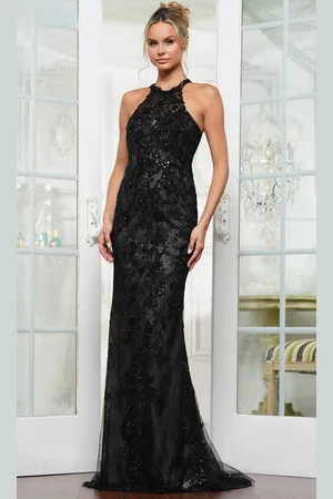 Rina Di Montella RD3247 - Embroidered High Neck Prom Gown