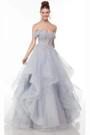Alyce Paris 61095 Lace Detailed Off Shoulder Gown