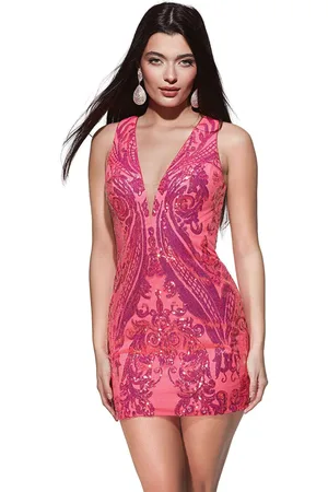 Alyce Paris 4894 - Patterned Sequin Cutout Back Cocktail Dress
