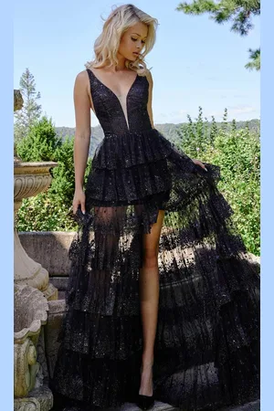 JOVANI 22904 - Sleeveless Tiered Ruffle Prom Gown