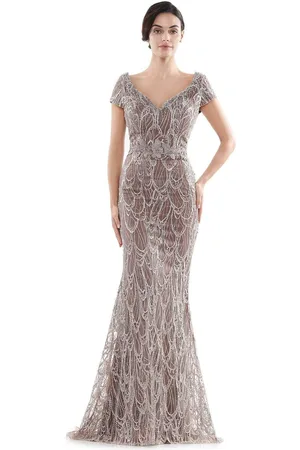 Rina Di Montella RD2716 Portrait V-Neck Fully Embroidered Gown