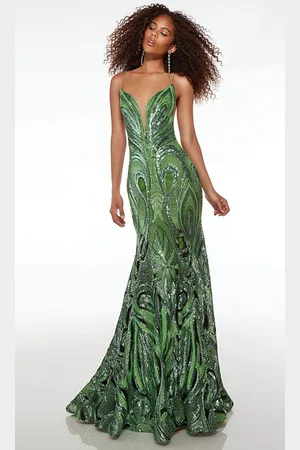 Alyce Paris 61564 - Plunging V-Neck Mermaid Evening Dress