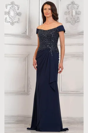 Rina Di Montella RD3128 - Cap Sleeve Beaded Top Formal Gown