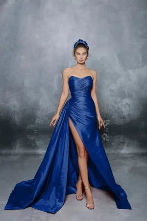 TARIK EDIZ 96092 Strapless Wrap Fitted Bodice Taffeta gown