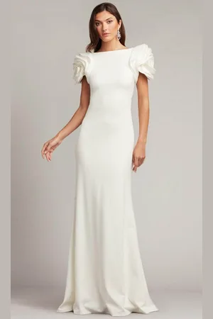 Tadashi Shoji BOS20407LXBR - Open Back Rosette Bridal Gown