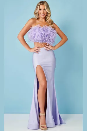 Rachel Allan 70337 - Feathered Two-Piece Prom Dress
