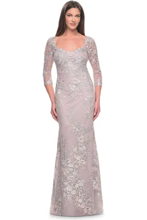 La Femme 31804 - Embroidered Scoop Neck Evening Dress
