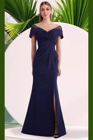 Janique 2409 - Beaded Illusion Shoulders Mermaid Gown