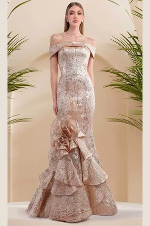 Janique 24983 - Straight Off-Shoulder Mermaid Gown
