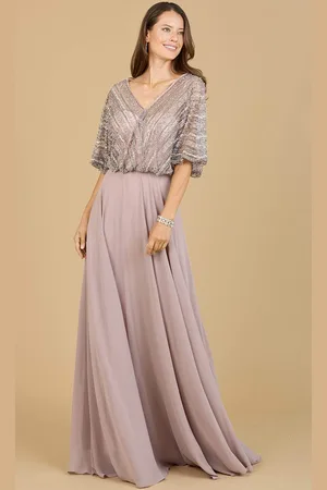 Lara Dresses 29187 - Cape Sleeve A-Line Evening Dress