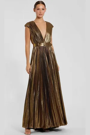 Ieena Duggal 27215 - Pleated Bodice Metallic Evening Dress