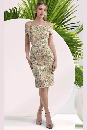 Janique 6044 - Floral Knee-Length Dress