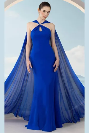 Janique 2507 - Cascading Sash Evening Dress