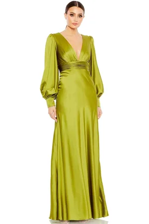 Ieena Duggal 55952 - Charmeuse Bishop Sleeve Evening Gown