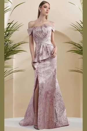 Janique 24982 - Drop Off Shoulder Mermaid Gown