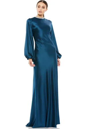 Ieena Duggal 26575 - Bishop Sleeve Satin Evening Gown | Couture Candy