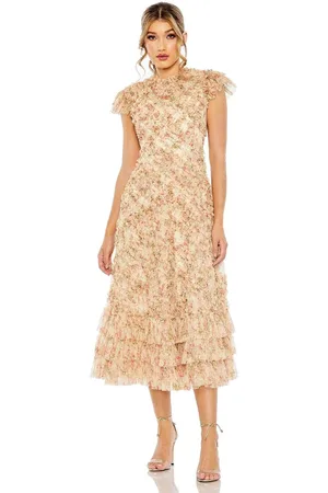Mac Duggal 8060 - Flutter Sleeve Tiered Hem Evening Dress