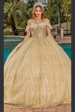 Dancing Queen 1829 - Feather Fringed Ballgown