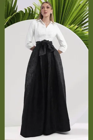 Janique 24988 - Folded Sleeve Pleated Gown
