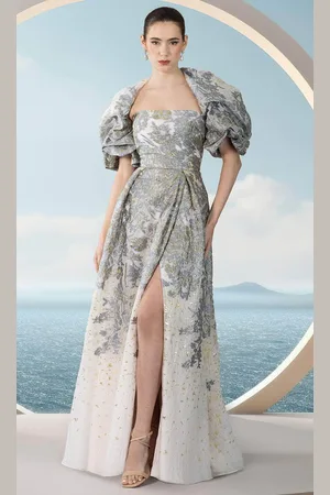 Janique 351018 - Metallic Speckled Evening Gown