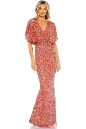 Mac Duggal 5640 - Draped Sleeve Sequin Evening Dress