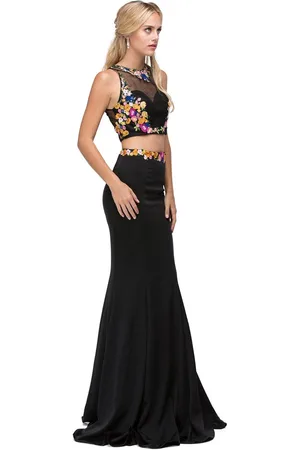 Dancing Queen 9778 Floral Embroidered Two-piece Mermaid Prom Dress