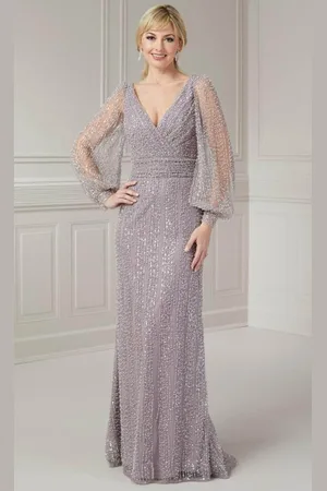 Christina Wu Elegane 17124 - Puff Sleeve Beaded Evening Gown