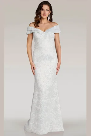 Feriani Couture 18333 - Off Shoulder Jacquard Evening Gown