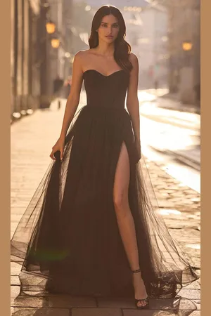 La Femme 32731 - Rhinestone Embellished Lace-Up Back Prom Gown