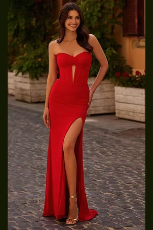 La Femme 32734 - Sweetheart Neckline Keyhole Detailed Prom Gown