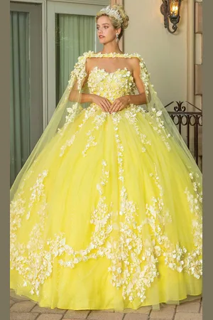 Dancing Queen 1725 - Strapless with Long Cape Ballgown