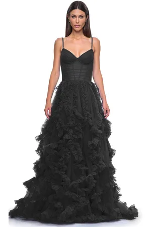 La Femme 32719 - Ruffled Tulle A-Line Prom Gown