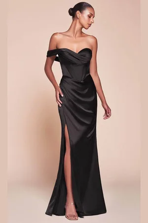 Ladivine 7448 - One Shoulder Satin Long Gown