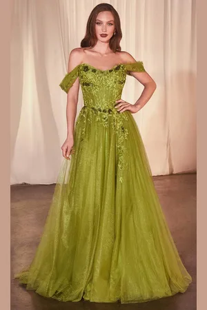 Ladivine CD799 - Embroidered Glitter A-Line Prom Dress