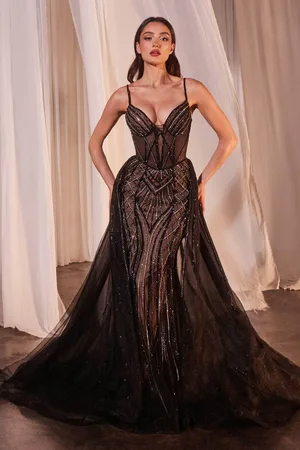 Cinderella Divine CD863 - Sheath Gown with Beaded Corset Bodice