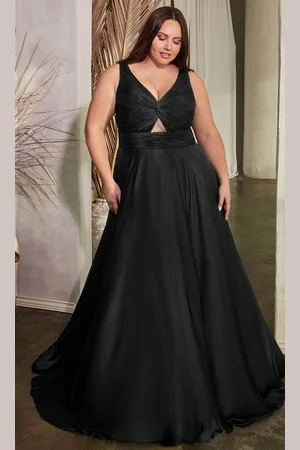 Ladivine Cinderella Divine 7497C - V-Neck Knot Detail Evening Dress