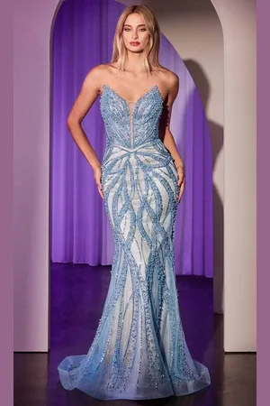 Cinderella Divine CC0688 - Beaded Strapless Long Gown